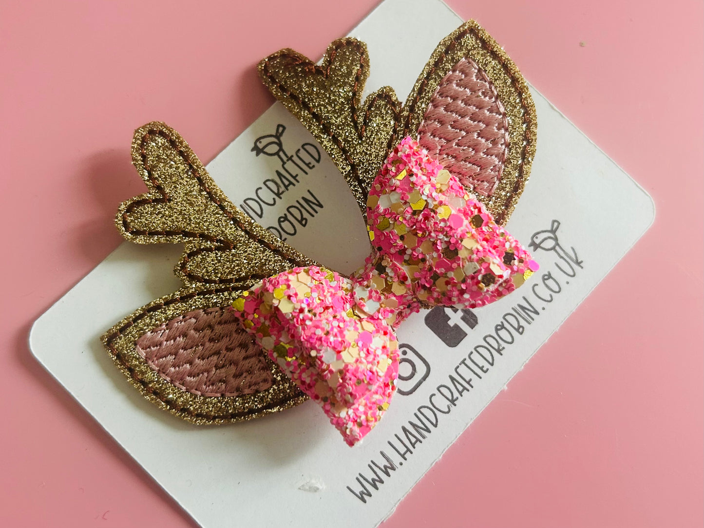 Pink Reindeer Bow