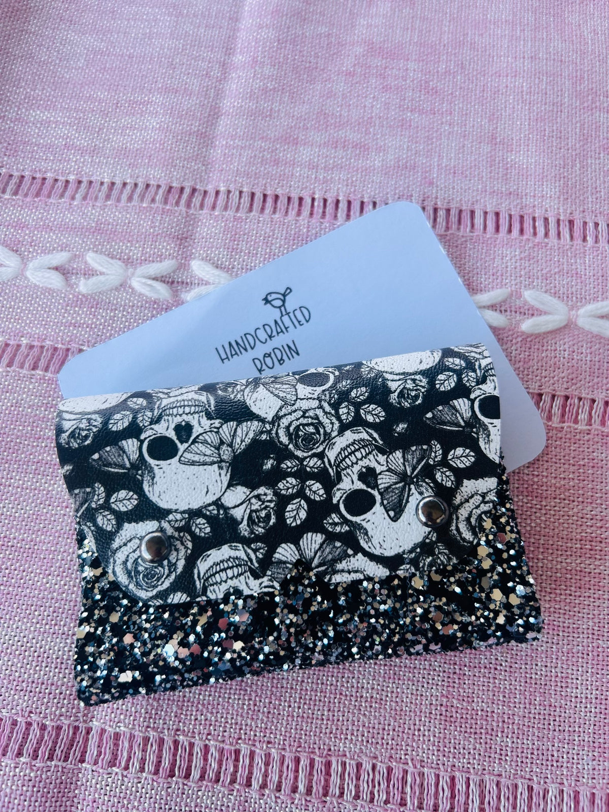 Monochrome Skulls & Roses Purse