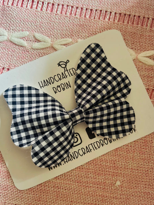Navy Gingham Butterfly