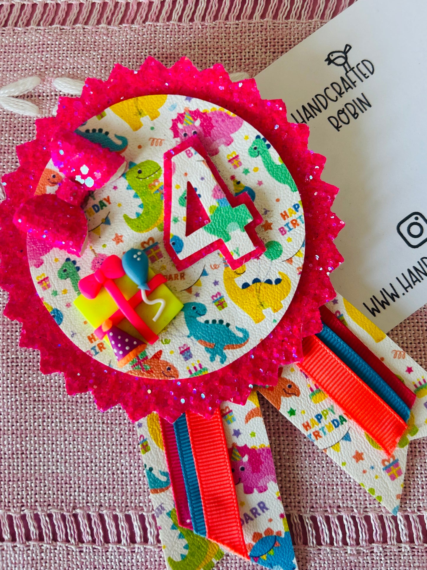 Birthday Dinosaur Rosette ‘4’