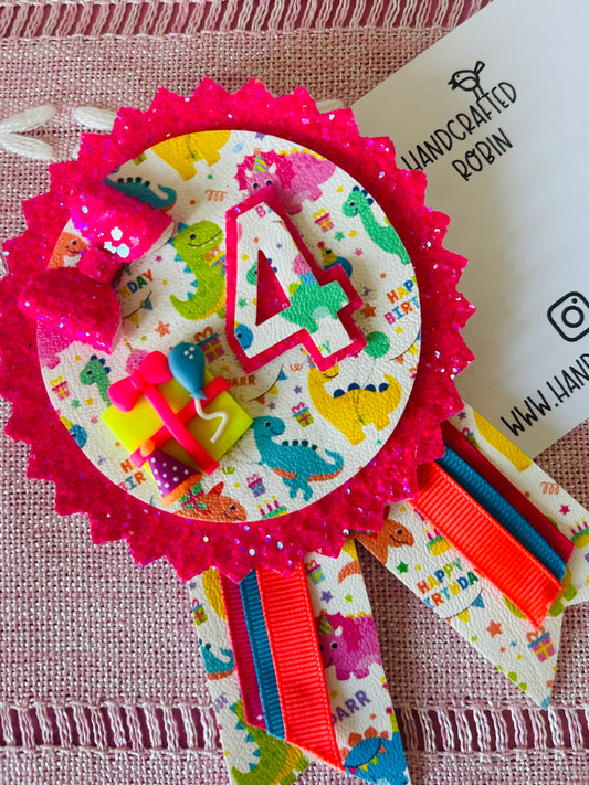Birthday Dinosaur Rosette ‘4’
