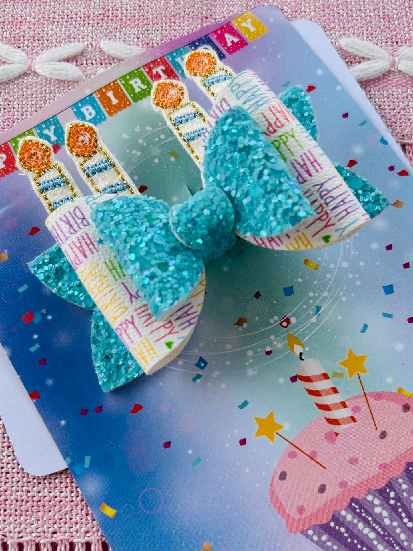 Birthday Candle Bow - Blue