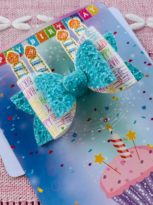Birthday Candle Bow - Blue