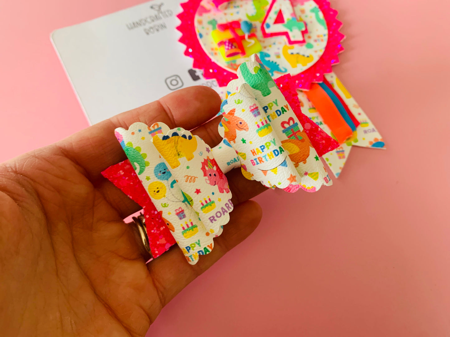 Dinosaur Birthday Bow