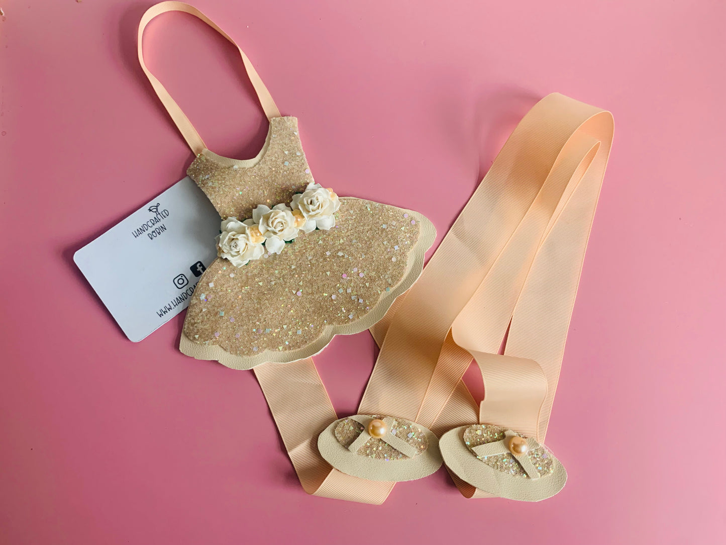 Peach Tutu Bow Holder