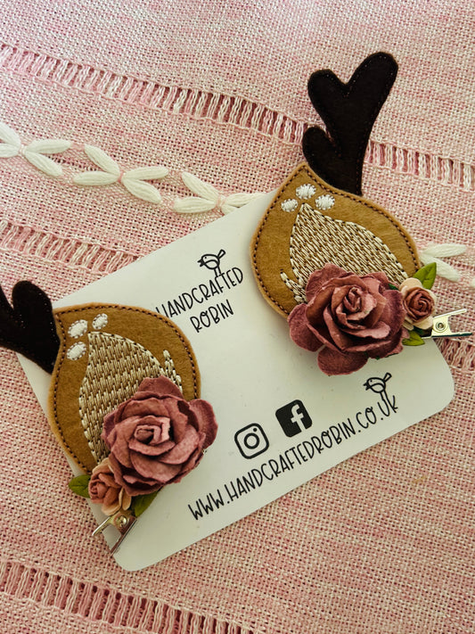 Antler Clip Set - Dusky Pink