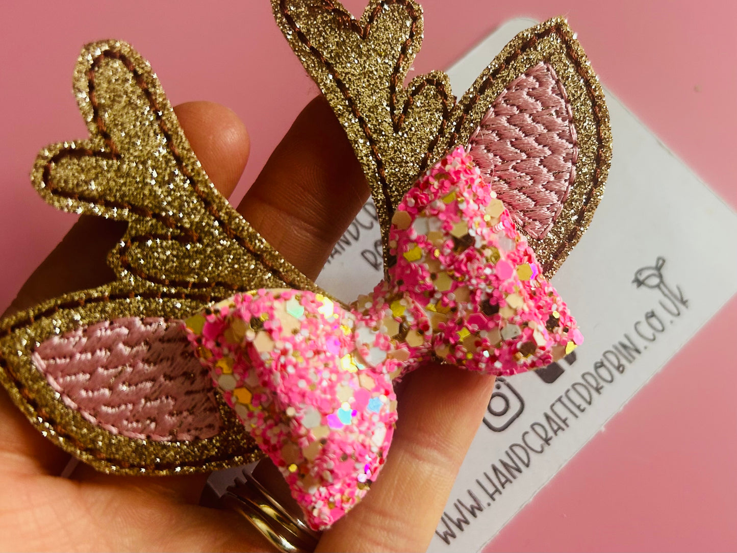 Pink Reindeer Bow