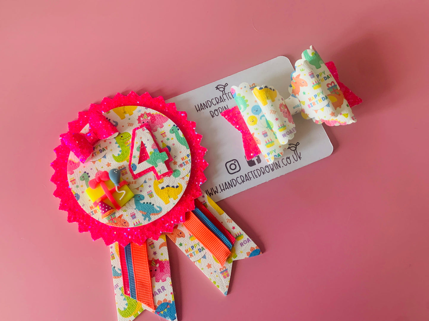 Dinosaur Birthday Bow