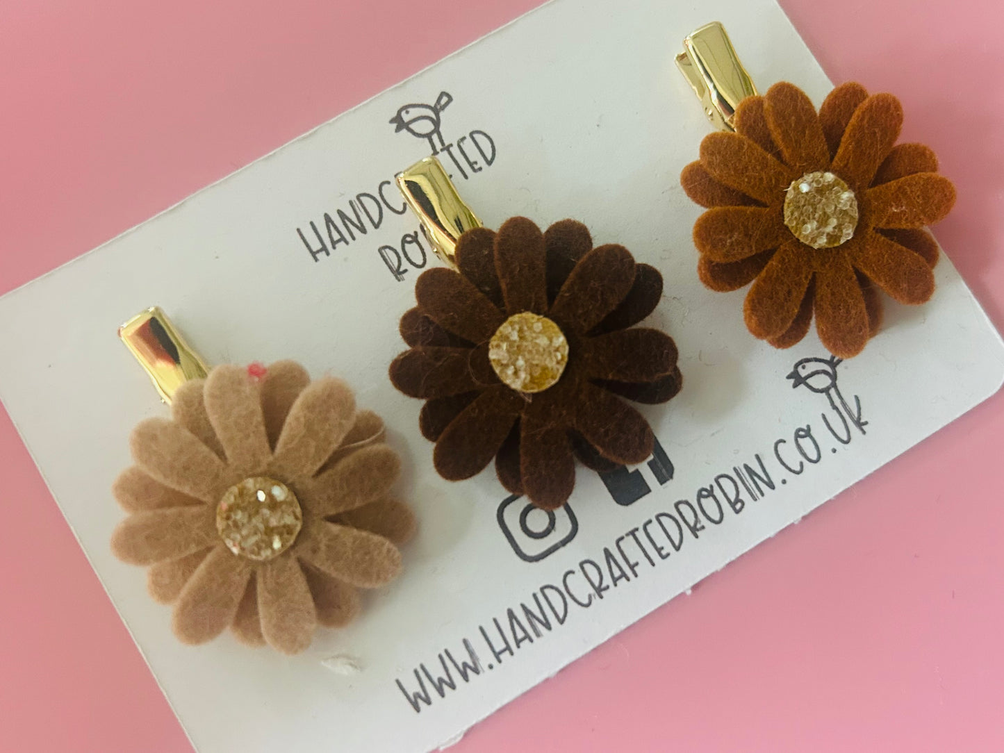 Floral Clip Set - Browns