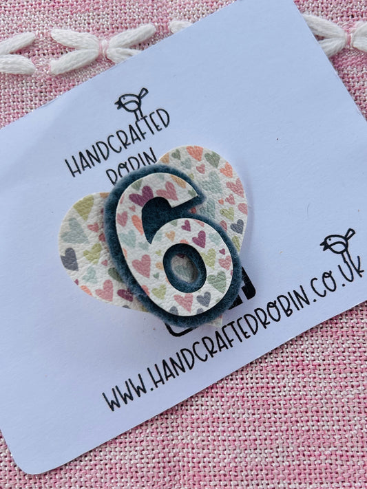 Heart Number Clip ‘6’