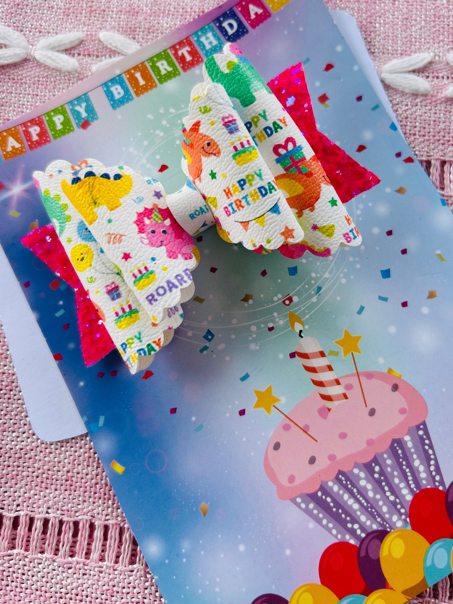 Birthday Dinosaur Bow